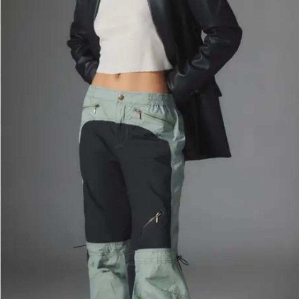 Urban Outfitters Black Gray Silence + Noise Lee Colorblock Moto Pant Joggers